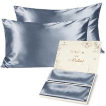 Fronha Yanibest Satin Silk Queen 20x30cm Conjunto de 2 com zíper Fronha Yanibest Satin Silk Queen 20x30cm Conjunto de 2 com zíper