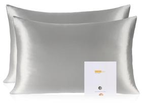 Fronha ZIMASILK 100% Pure Mulberry Silk, pacote com 2 unidades Queen Grey