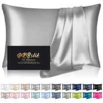 Fronhas de seda DKBSlik Mulberry Silk Queen Size prata cinza Fronhas de seda DKBSlik Mulberry Silk Queen Size prata cinza