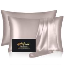 Fronhas de seda DKBSlik Mulberry Silk Standard, pacote com 2 unidades, cinza