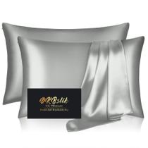 Fronhas de seda DKBslik Mulberry Silk Standard, pacote com 2 unidades prateadas Fronhas de seda DKBslik Mulberry Silk Standard, pacote com 2 unidades prateadas