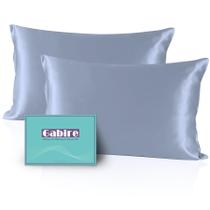 Fronhas de seda Gabire Mulberry, conjunto de 2 fronhas Dusty Blue Standard