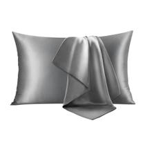 Fronhas de seda INFIIXSO Queen Size 20x30 cm cinza escuro, pacote com 2