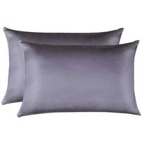 Fronhas de seda Jocoku 100% Mulberry, conjunto de 2 fronhas Queen Grey