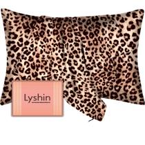 Fronhas de seda LYSHIN Mulberry King Size Leopard Brown