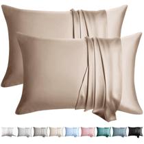 Fronhas de seda WLOSJ 100% Mulberry Silk, pacote com 2 unidades Queen Taupe Fronhas de seda WLOSJ 100% Mulberry Silk, pacote com 2 unidades Queen Taupe