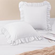 Fronhas Horbaunal White Ruffle 26x26, microfibra, pacote com 2