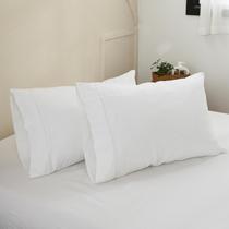 Fronhas King Linens, 100% linho francês, pacote com 2 brancos