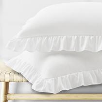 Fronhas KKJIAF Ruffle King Size, conjunto de 2 brancas