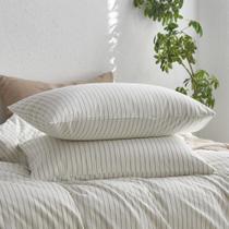 Fronhas MooMee, roupa de cama listrada, 100% algodão lavado, pacote 2