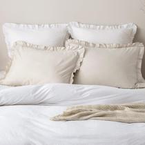 Fronhas PHF 100% algodão lavado, tamanho padrão, pacote com 2 fronhas de 20" x 26", sem inserção, fronhas de algodão ultramacio, roupa de cama decorativa de fazenda, linho/aveia