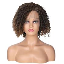 Front Lace Curta Cacheada Com Tela Peruca Aspecto Natural