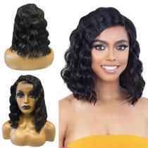 Front Lace Curta Moderna Peruca Ondulada Fibra Orgânica +cap Front Lace Curta Moderna Peruca Ondulada Fibra Orgânica +cap