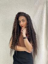 Front Lace lacewig Bio Fibra Premium cacheada Castanho c/luzes afro 75cm