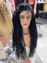 Front Lace Lacewig PERUCA CASTANHO LOIRA Preta Cacheada Afro Bio 80cm