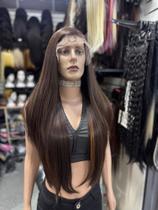 Front lace loira peruca marrom morena iluminada castanho 75cm premium repartição livre Front lace loira peruca marrom morena iluminada castanho 75cm premium repartição livre