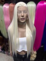 Front lace loira peruca ruiva rosa lisa 75cm premium repartição livre