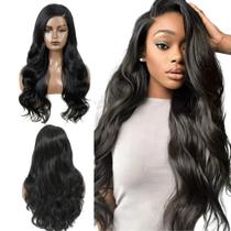 Front Lace Ondulada Repartição Lateral Peruca Super Natural 70cm Front Lace Ondulada Repartição Lateral Peruca Super Natural 70cm