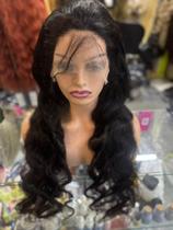 Front lace peruca 100% humana natural ondulada 80cm repartição livre castanho Front lace peruca 100% humana natural ondulada 80cm repartição livre castanho
