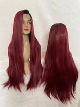 Front lace peruca loira loiro mel castanho morena iluminada vermelha ombre lisa longa 80cm