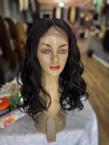 Front lace peruca preta castanho curta babyhair lisa ondulada