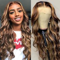 Front lace peruca preta loira ondulada lisa morena iluminada repartição livre Front lace peruca preta loira ondulada lisa morena iluminada repartição livre