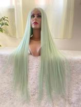Front lace peruca verde preta loira roxa azul 90cm fibra premium babyhair