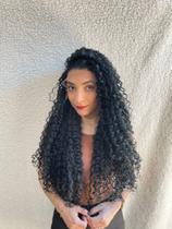 Front Lace peruca Wig Bio Fibra Premium cacheada Preta cor 1b 65cm