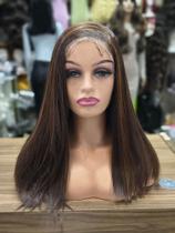 Front lace peruca wig preta castanho loira morena iluminada curta ondulada lisa 60cm premium