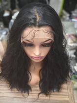 Front lace peruca wig preta castanho loira morena iluminada curta ondulada lisa 60cm premium