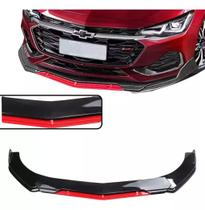 Front Lip Cruze Regulável Preto Metálico E Vermelho