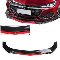 Front Lip Veicular Regulável Preto Metálico E Vermelho Carro