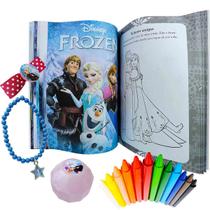 Frozen Disney Presilha de Cabelo + Pulseira + Livro com 12 Gizes