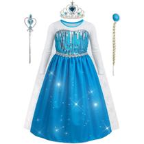 Frozen Fantasia Infantil de Luxo e Completa Vestido Longo Princesa Elsa Com Capa Coroa e Trança Frozen Fantasia Infantil de Luxo e Completa Vestido Longo Princesa Elsa Com Capa Coroa e Trança