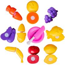 Frutas e Legumes Crec Crec de Cortar c/ Faca Pratinho 11 Peças Comidinhas de Brinquedo Frutas e Legumes Crec Crec de Cortar c/ Faca Pratinho 11 Peças Comidinhas de Brinquedo