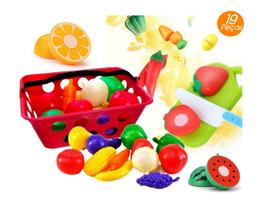 Frutas Velcr Cortar Com Faca Brinquedo Cestinha 16 Peças - UNOTOYS