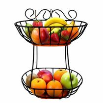 Fruteira 2 Andares em Ferro 2 Cesto Super Resistente Rústico