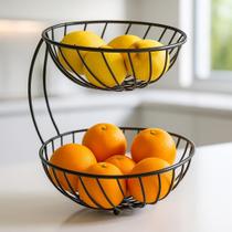 Fruteira 2 Andares Preta Fosca Design Moderno e Funcional em Metal WESTING by BSMIX Fruteira 2 Andares Preta Fosca Design Moderno e Funcional em Metal WESTING by BSMIX