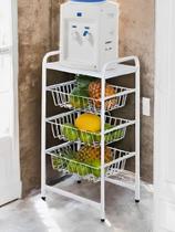 Fruteira Aço Bancada 3 Andar Compartimento Fruta Minimalista