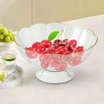 Fruteira Acrílico 26cm Com Borda Dourada