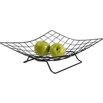 Fruteira Aramada de Bancada com Pedestal Preta Porta Frutas e Verduras Quadriculado Utimil Fruteira Aramada de Bancada com Pedestal Preta Porta Frutas e Verduras Quadriculado Utimil