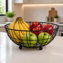Fruteira Aramada de Mesa Preta Fosca em Metal Cesto Organizador para Frutas Design Moderno BSMIX Fruteira Aramada de Mesa Preta Fosca em Metal Cesto Organizador para Frutas Design Moderno BSMIX