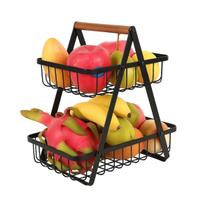 Fruteira Aramada Preta Pequena De Mesa 2 Andares 1un Cosy