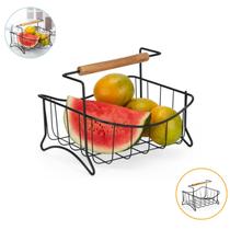 Fruteira Aramada Quadrada Com Suporte Fruteira Cozinha Mesa