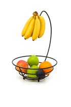 Fruteira Aramada Redonda Com Suporte Cest Para Banana Arthi Preta Black