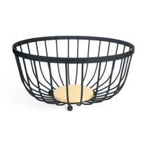Fruteira Aramado Ferro MDF Cesto Decorativo Cozinha 25x13cm