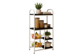 Fruteira Armário Multiuso Organizador Suporte Forno Microondas Tubulares 2 Cestos e 4 Prateleiras Branca / Preto
