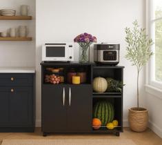 Fruteira Armário Para Cozinha Balcão Para Cafeteira E Forno Preto Fruteira Armário Para Cozinha Balcão Para Cafeteira E Forno Preto