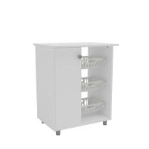Fruteira Armário para Cozinha Multiuso 3 Cestos 1 Porta 60cm Cor Branco - Mademóvel