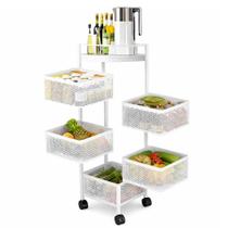 Fruteira Articulada 5 Andares Com Rodas e Cestas Giratórias Fruteira Articulada 5 Andares Com Rodas e Cestas Giratórias